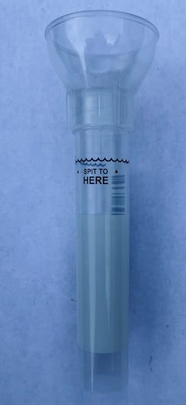 Figure 2: Patient expectorates into a collection tube up to a required volume