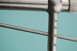 Figures 5a: These three photos, taken of a beam-type torque-indicating wrench from different angles, illustrate the parallax issue. Figure 5a shows the value on the beam when viewed directly. Depending upon the perspective, the value could appear either higher (figure 5b) or lower (figure 5c).