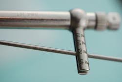 Figures 5b: These three photos, taken of a beam-type torque-indicating wrench from different angles, illustrate the parallax issue. Figure 5a shows the value on the beam when viewed directly. Depending upon the perspective, the value could appear either higher (figure 5b) or lower (figure 5c). Figures 5b: These three photos, taken of a beam-type torque-indicating wrench from different angles, illustrate the parallax issue. Figure 5a shows the value on the beam when viewed directly. Depending upon the perspective, the value could appear either higher (figure 5b) or lower (figure 5c).