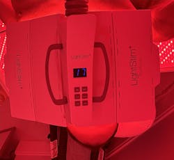 Figure 3: Patient using red light therapy to treat a cold sore outbreak Figure 3: Patient using red light therapy to treat a cold sore outbreak