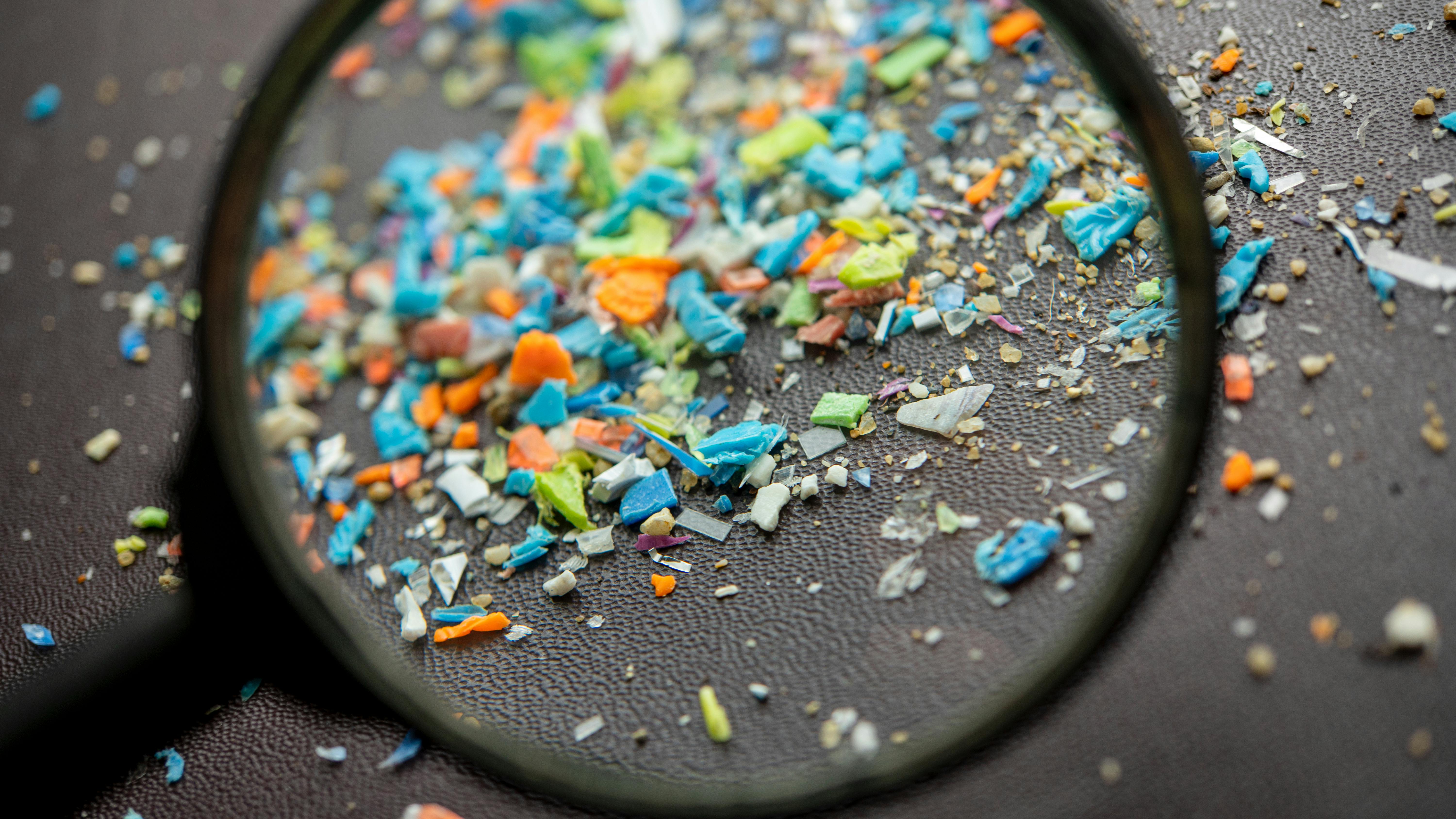 closeup of microplastics