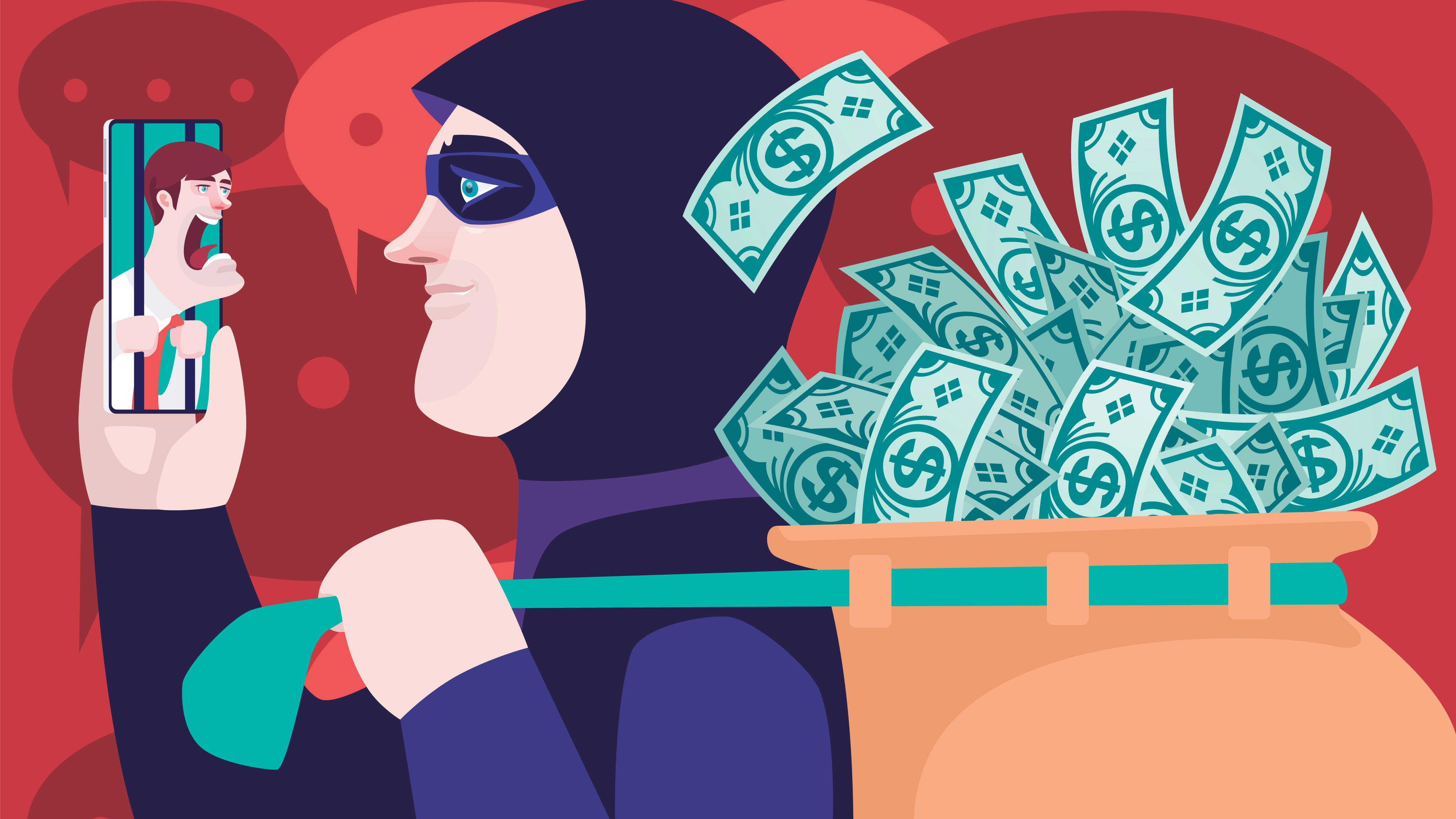 man stealing a bag of money